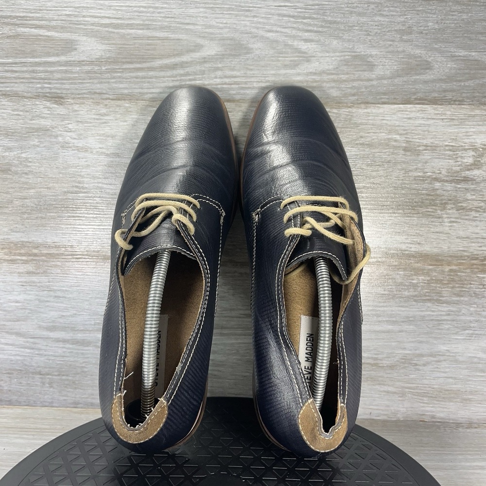 Steve Madden Men's Penter Blue Faux Leather Oxford Dress Shoes Size 10.5 - Picture 7 of 10
